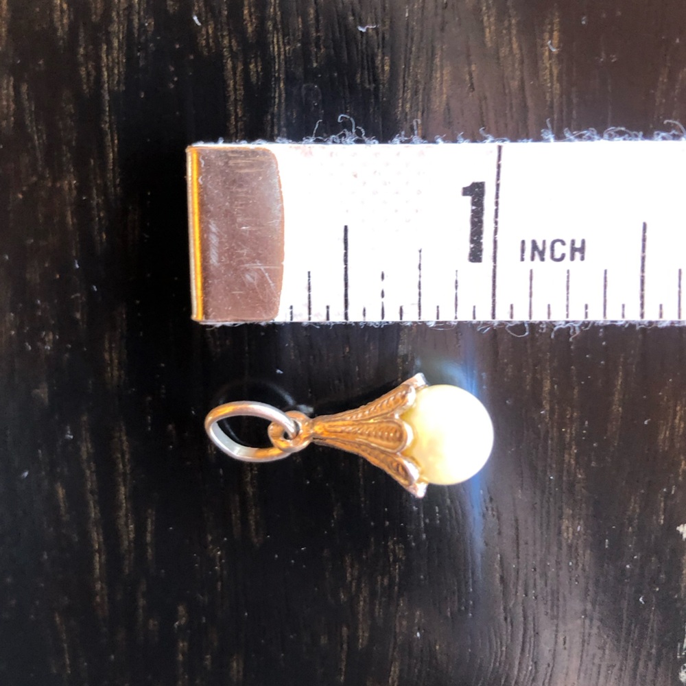 Vintage Silver Pearl Pendant Charm - Picture 9 of 10